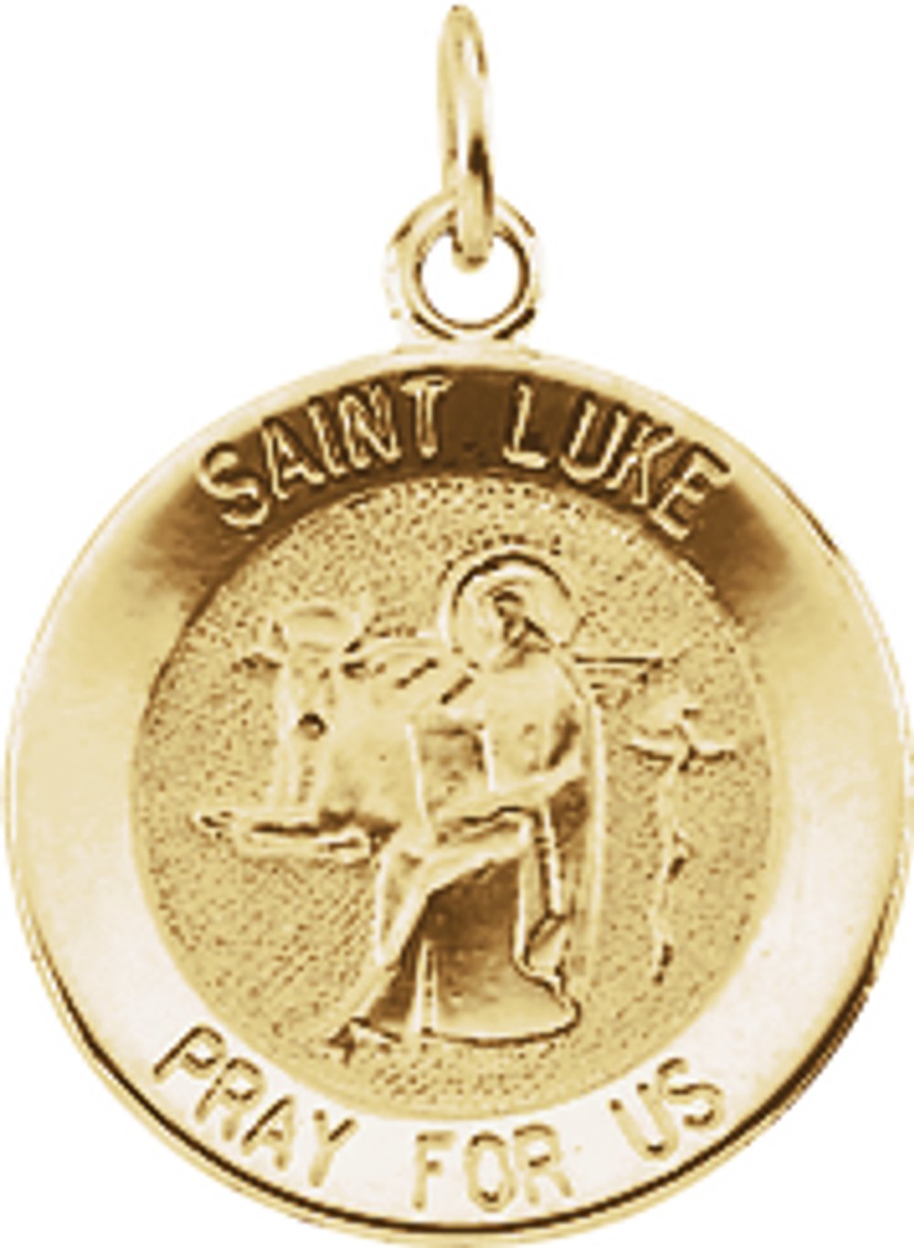 14K Yellow 15 mm Round St. Luke Medal
