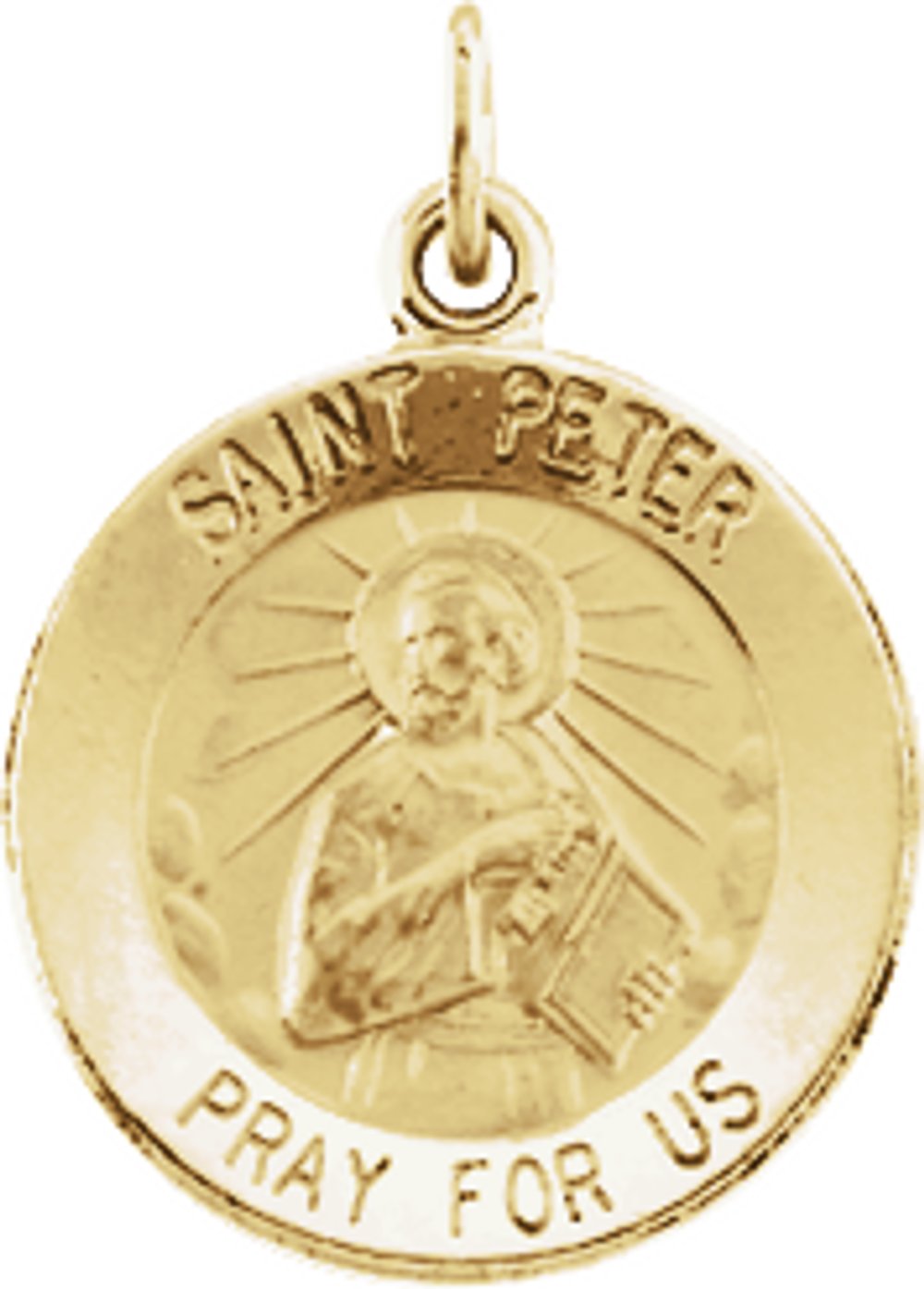 14K Yellow 15 mm Round St. Peter Medal