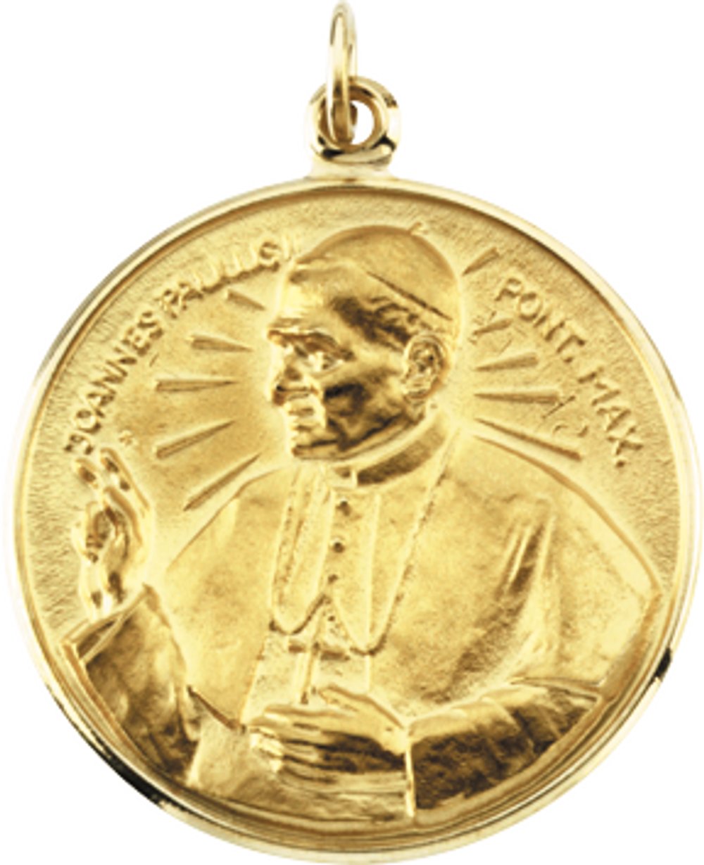 14K Yellow 25 mm Round Pope John Paul II Medal