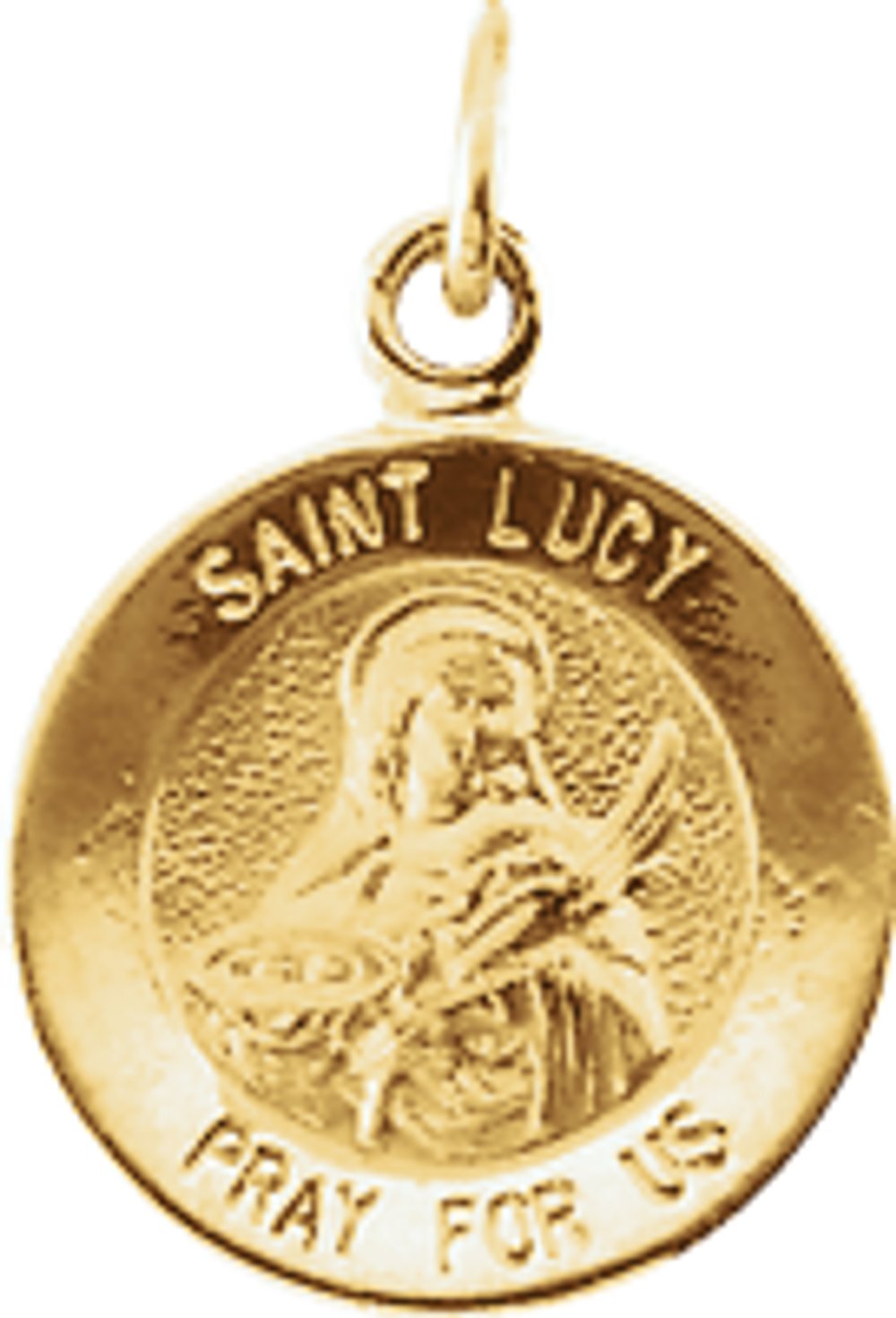 14K Yellow 12 mm Round St. Lucy Medal
