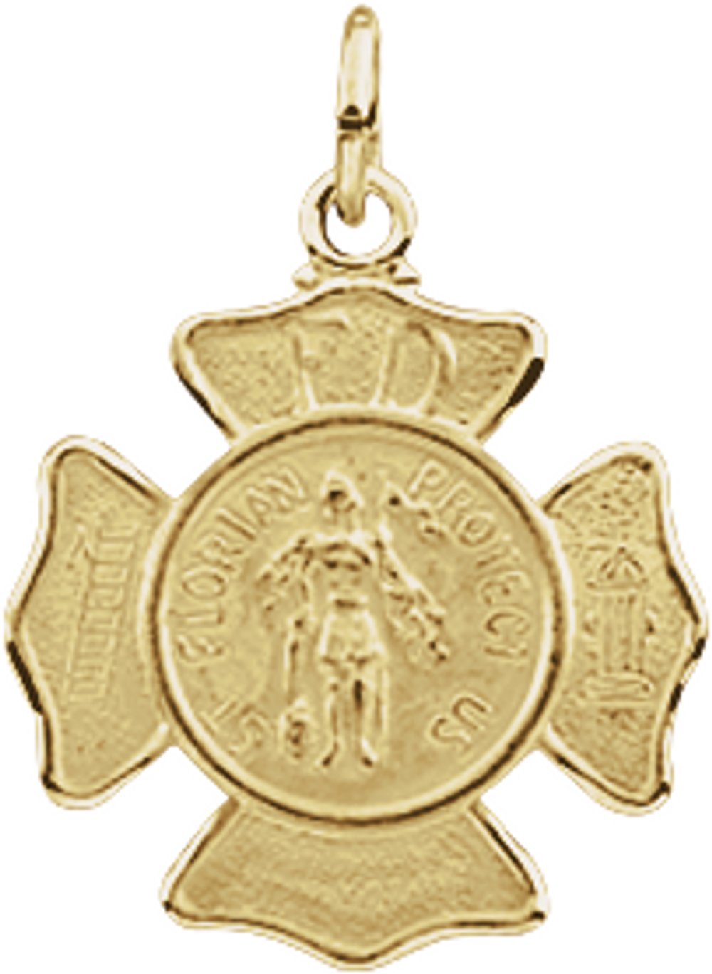 14K Yellow 17 mm St. Florian Medal Pendant