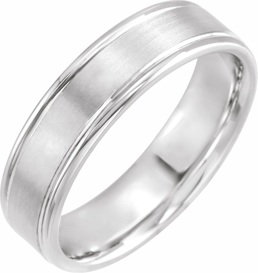 Platinum 6 mm Grooved Comfort-Fit Flat Band Size 10.5