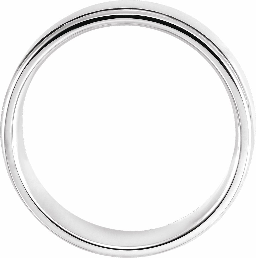 14K White 7 mm Grooved Comfort-Fit Flat Band