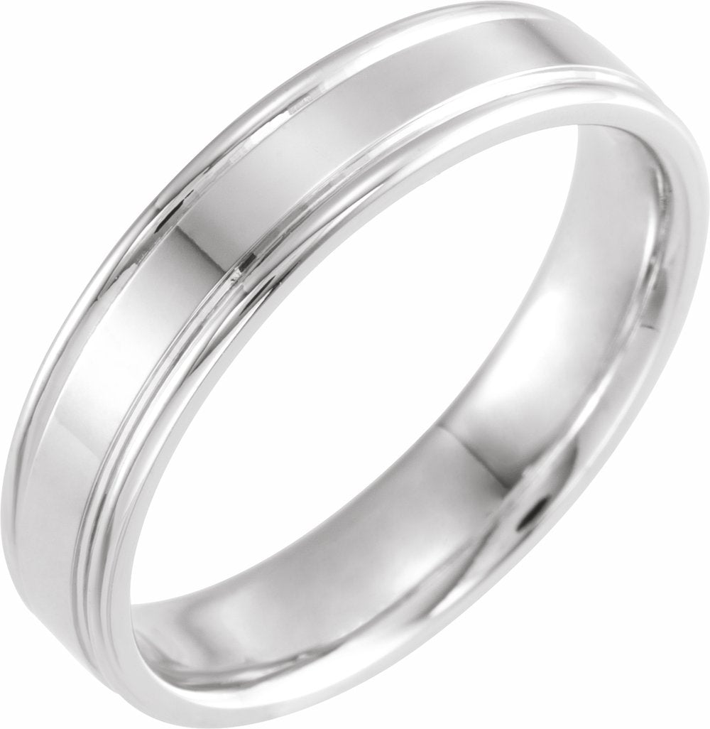 Platinum 5 mm Grooved Comfort-Fit Flat Band Size 9