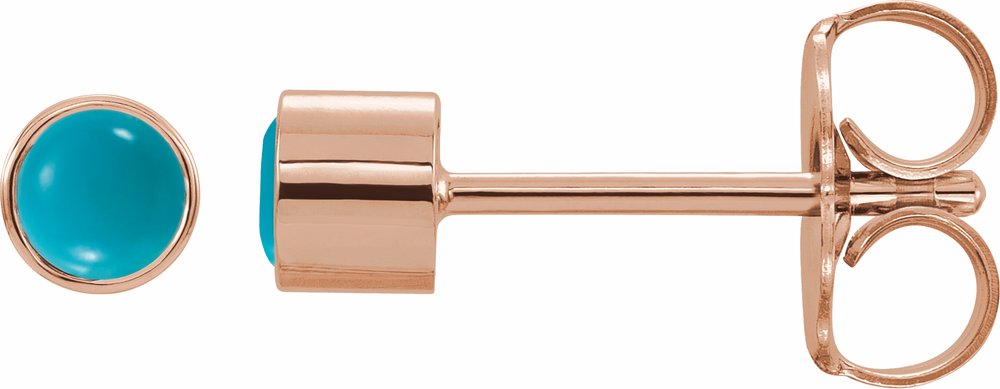14K Rose Gold Natural Turquoise Bezel-Set Earrings