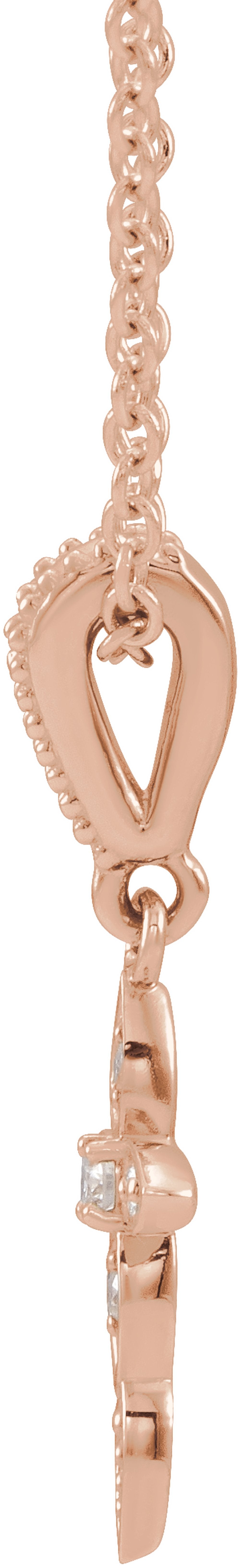 14K Rose Gold .03 CTW Natural Diamond Petite Vintage-Inspired 16-18" Cross Necklace