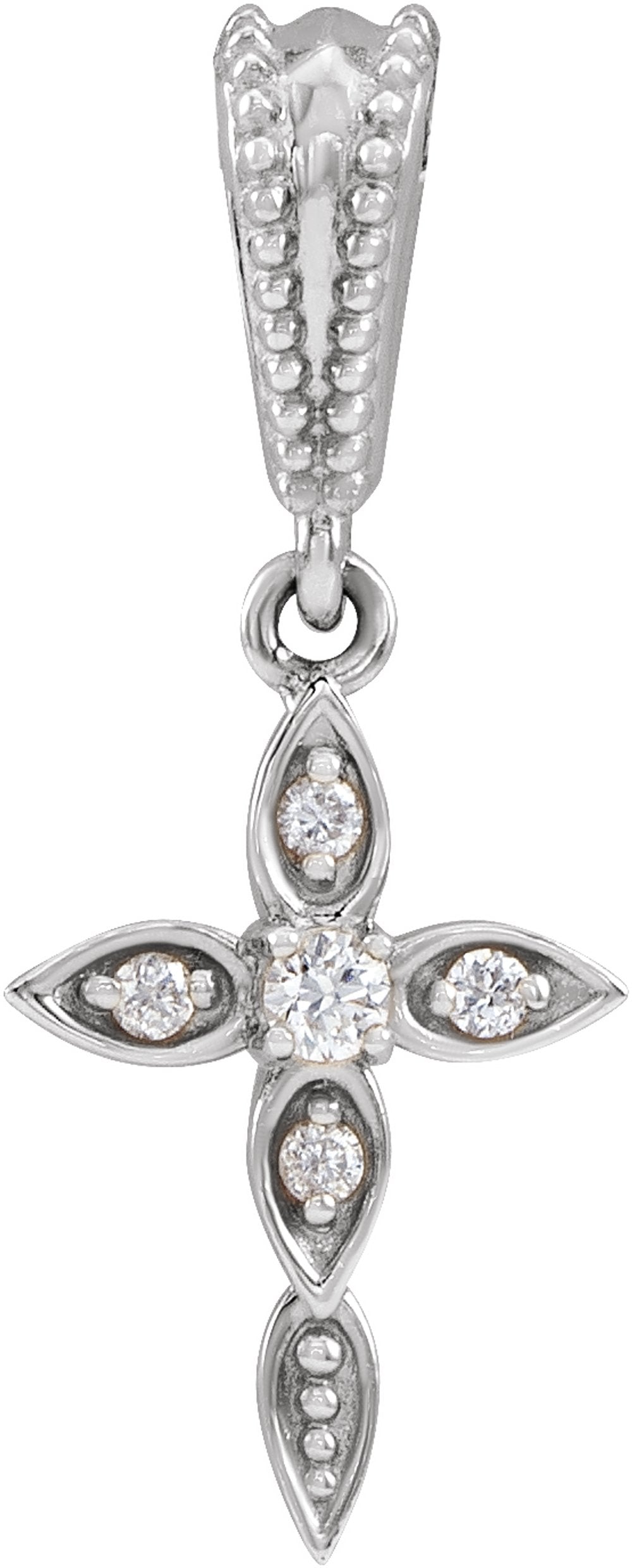14K White Gold .03 CTW Natural Diamond Petite Vintage-Inspired Cross Pendant