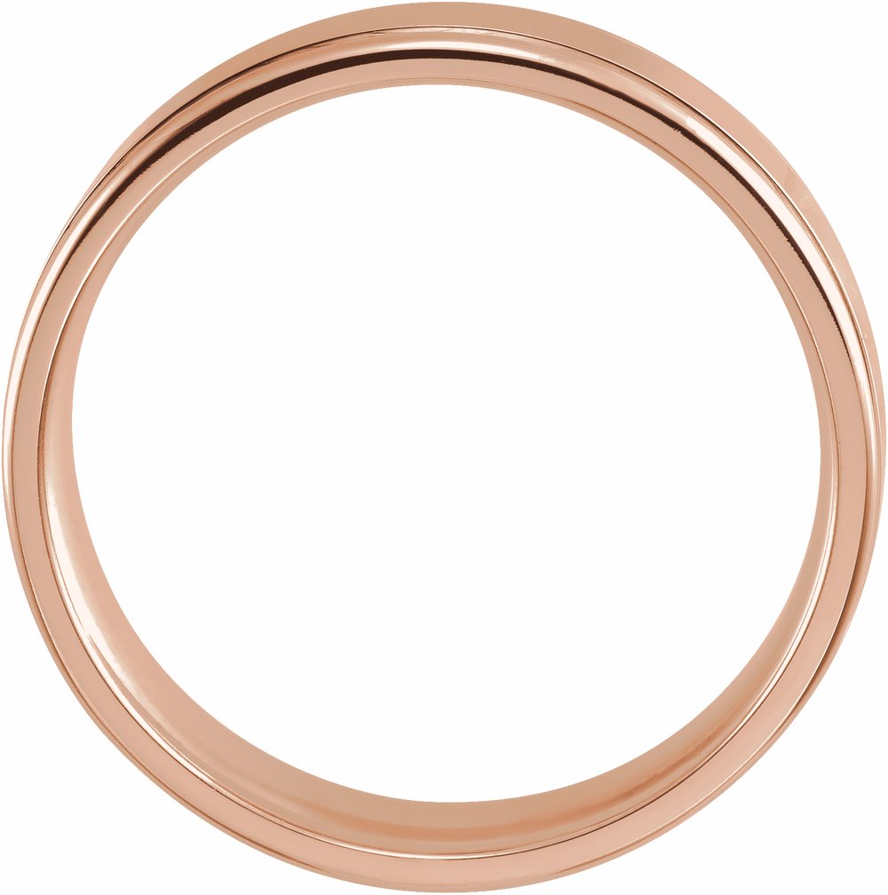 14K Rose 6 mm Grooved Comfort-Fit Flat Band Size 10.5