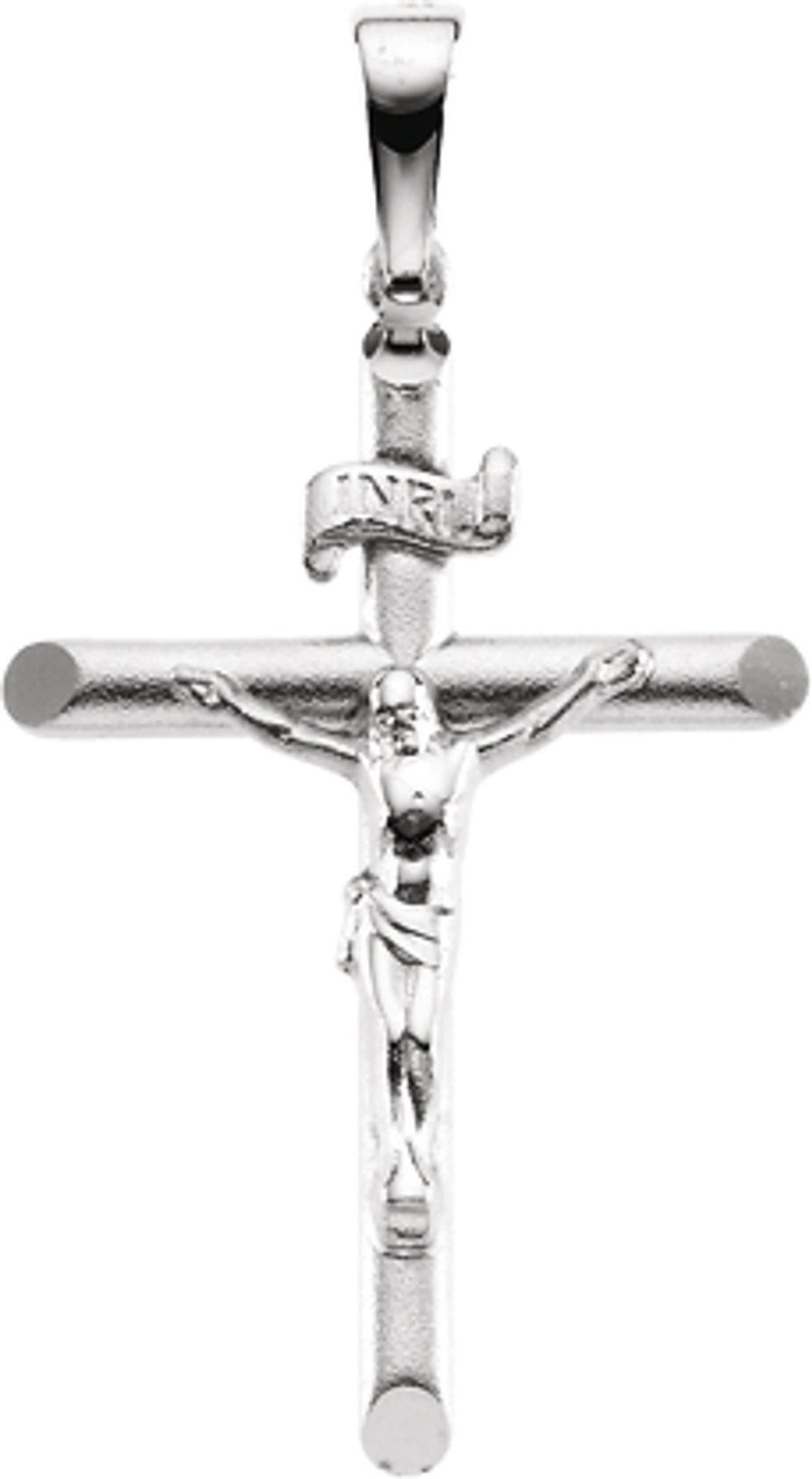 14K White 26.7x19 mm Crucifix Pendant