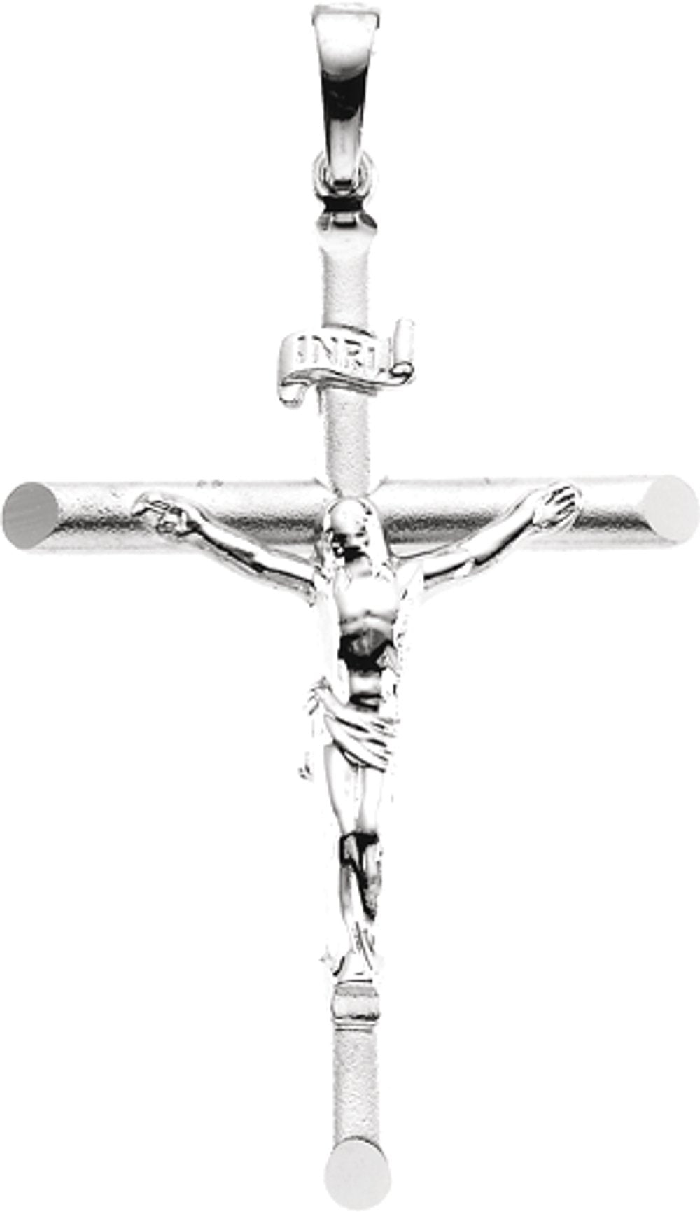 14K White 35x25 mm Crucifix Pendant
