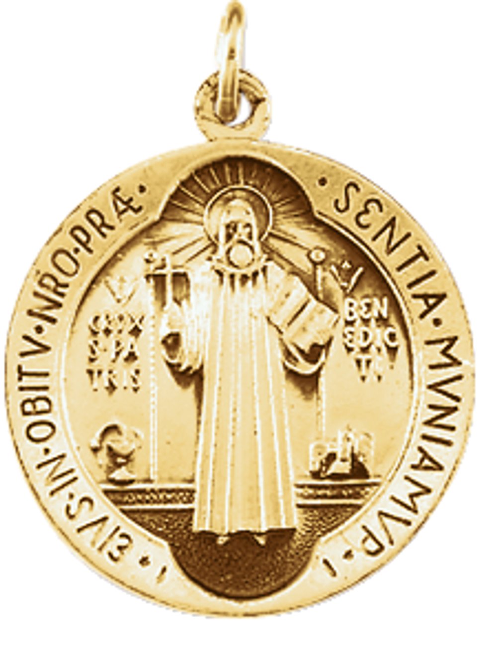 14K Yellow Gold 18.5 mm St. Benedict Medal