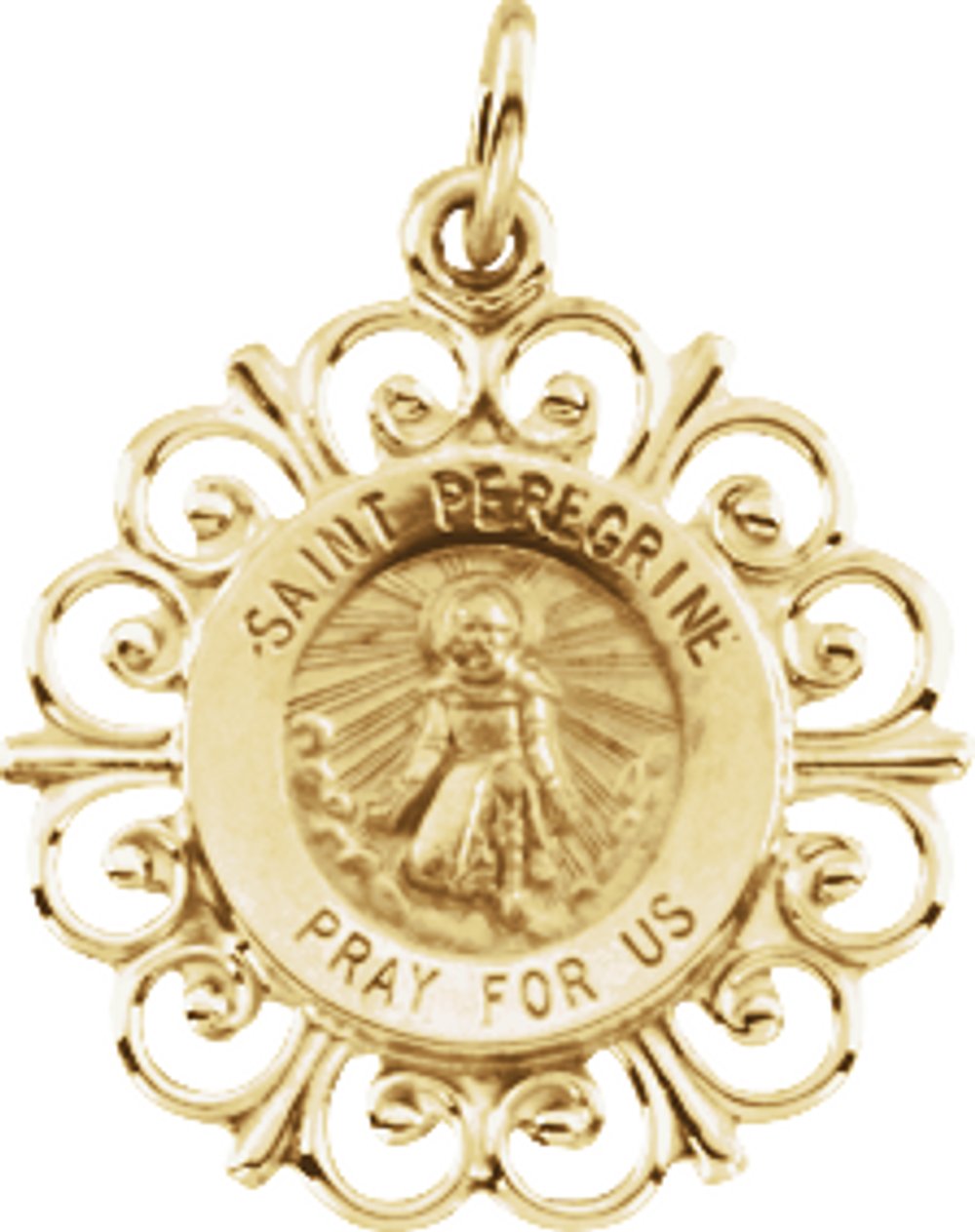 14K Yellow 18 mm St. Peregrine Medal