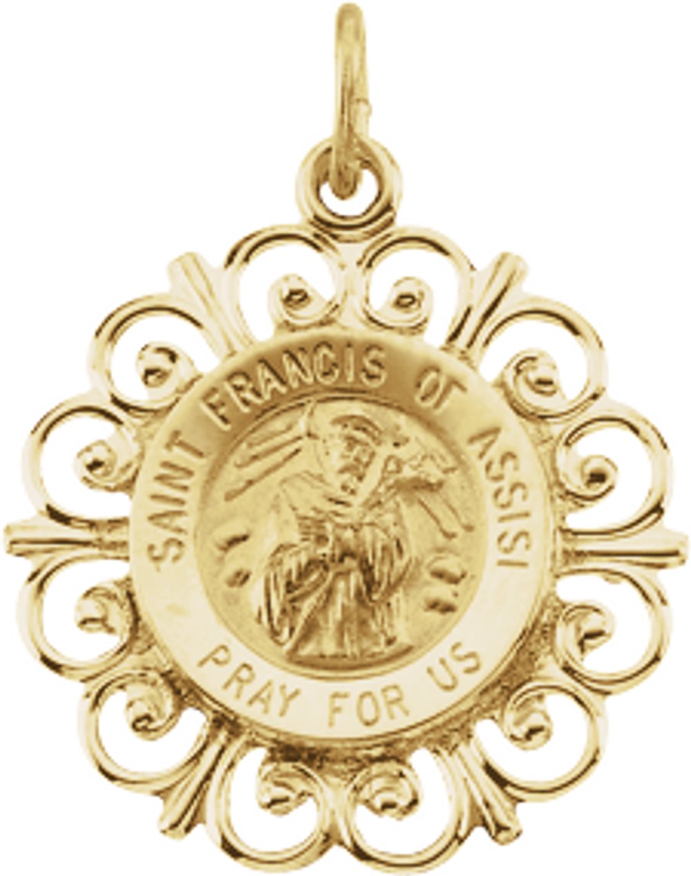 14K Yellow 18 mm St. Francis of Assisi Medal