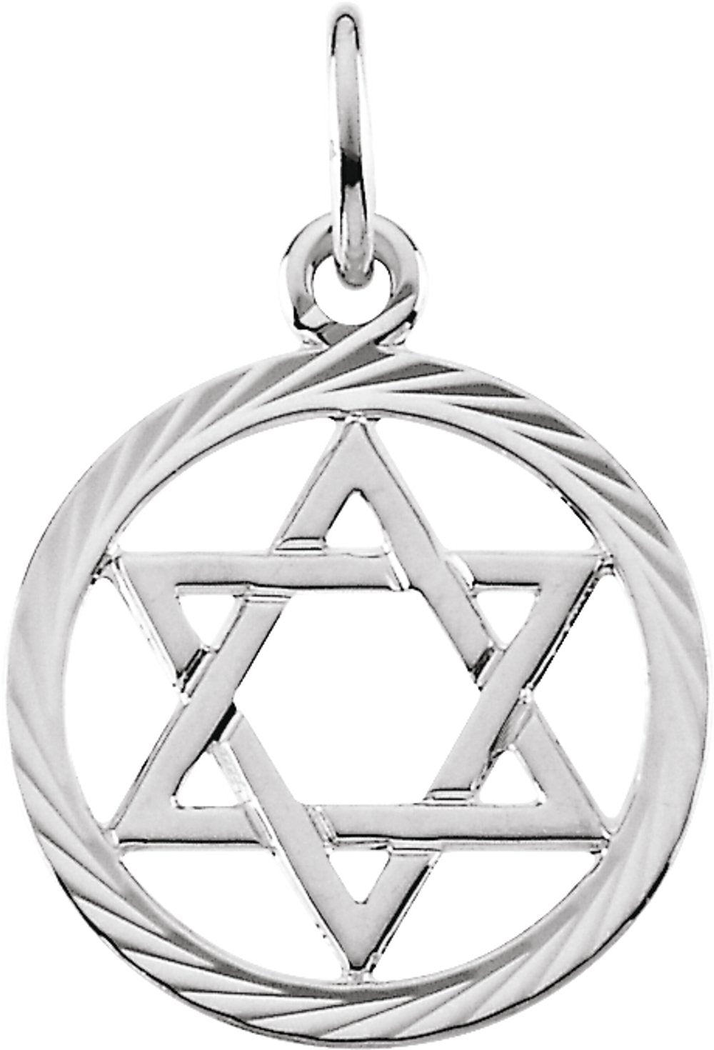 14K White 12 mm Star of David Pendant