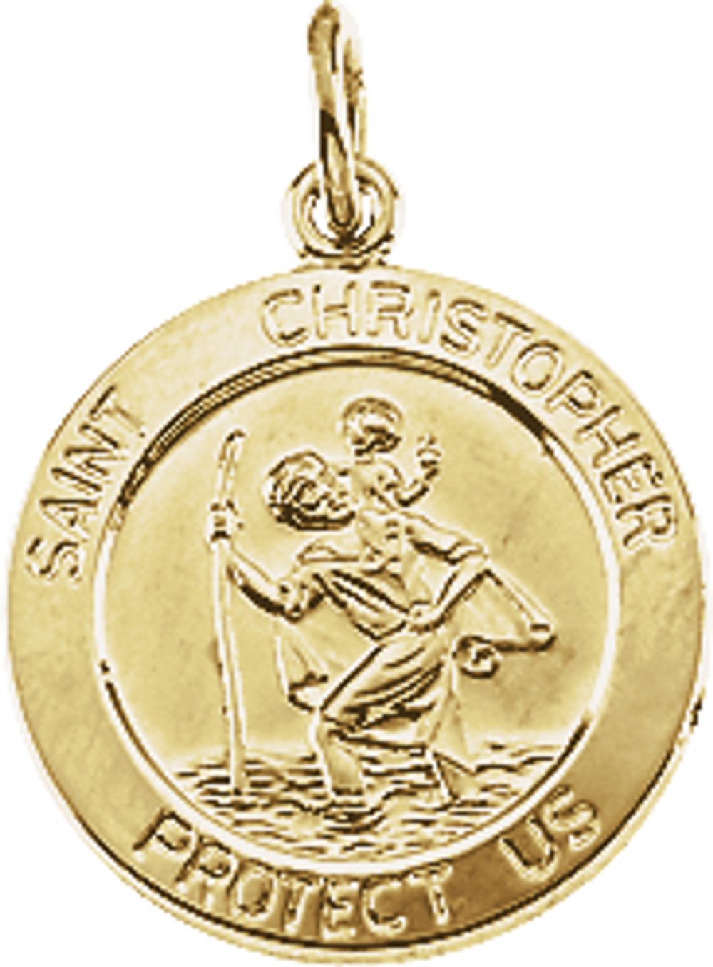 14K Yellow Gold 15 mm St. Christopher Medal