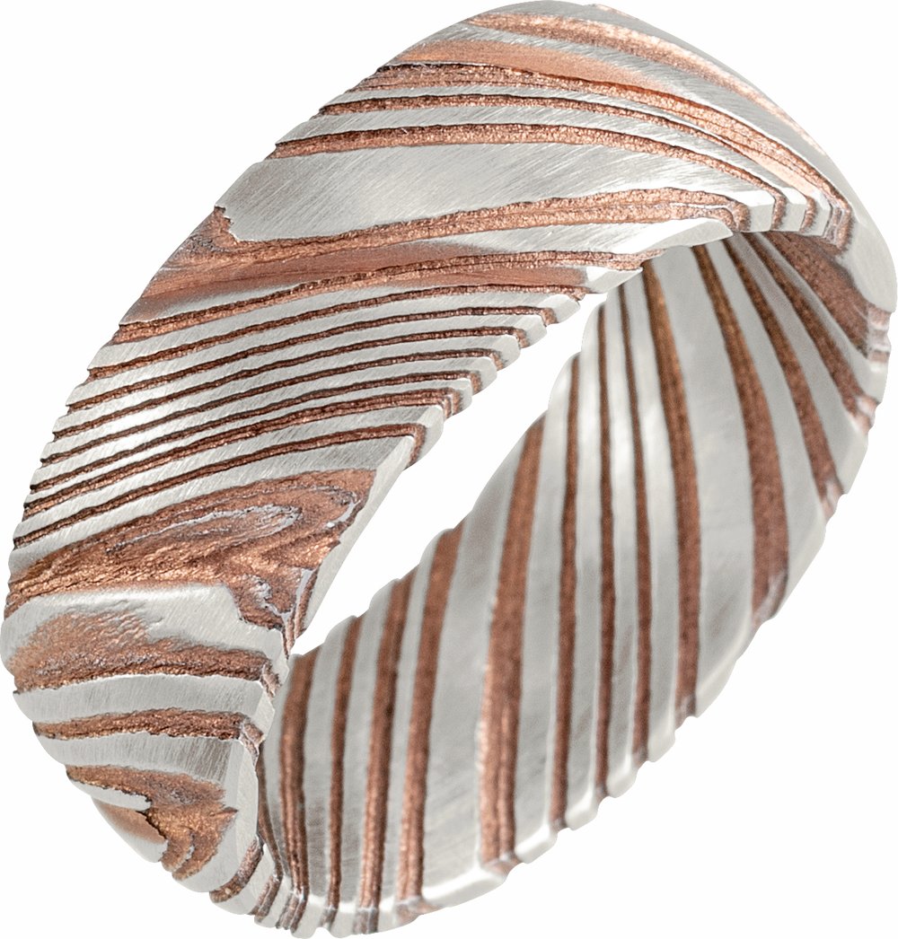 Steel Damascus 8 mm Comfort-Fit Flat Band Size 7