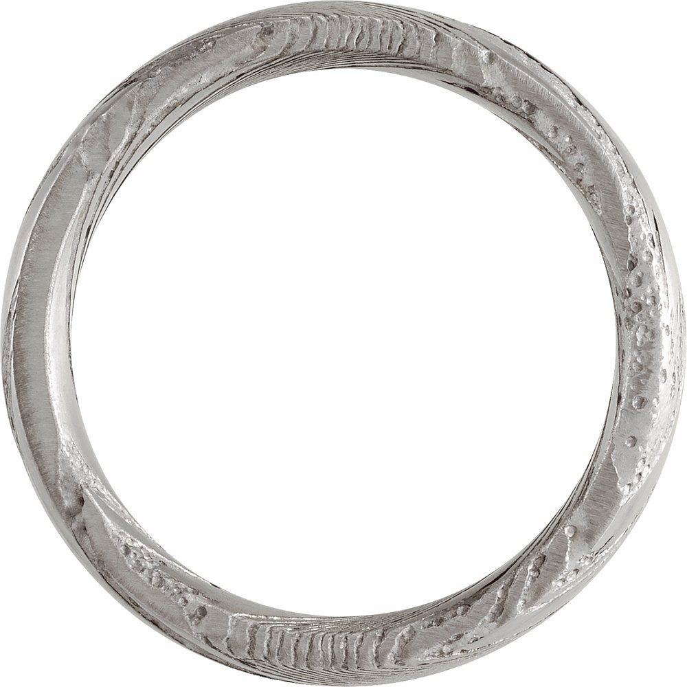 Damascus Steel 6 mm Comfort-Fit Flat Band Size 7
