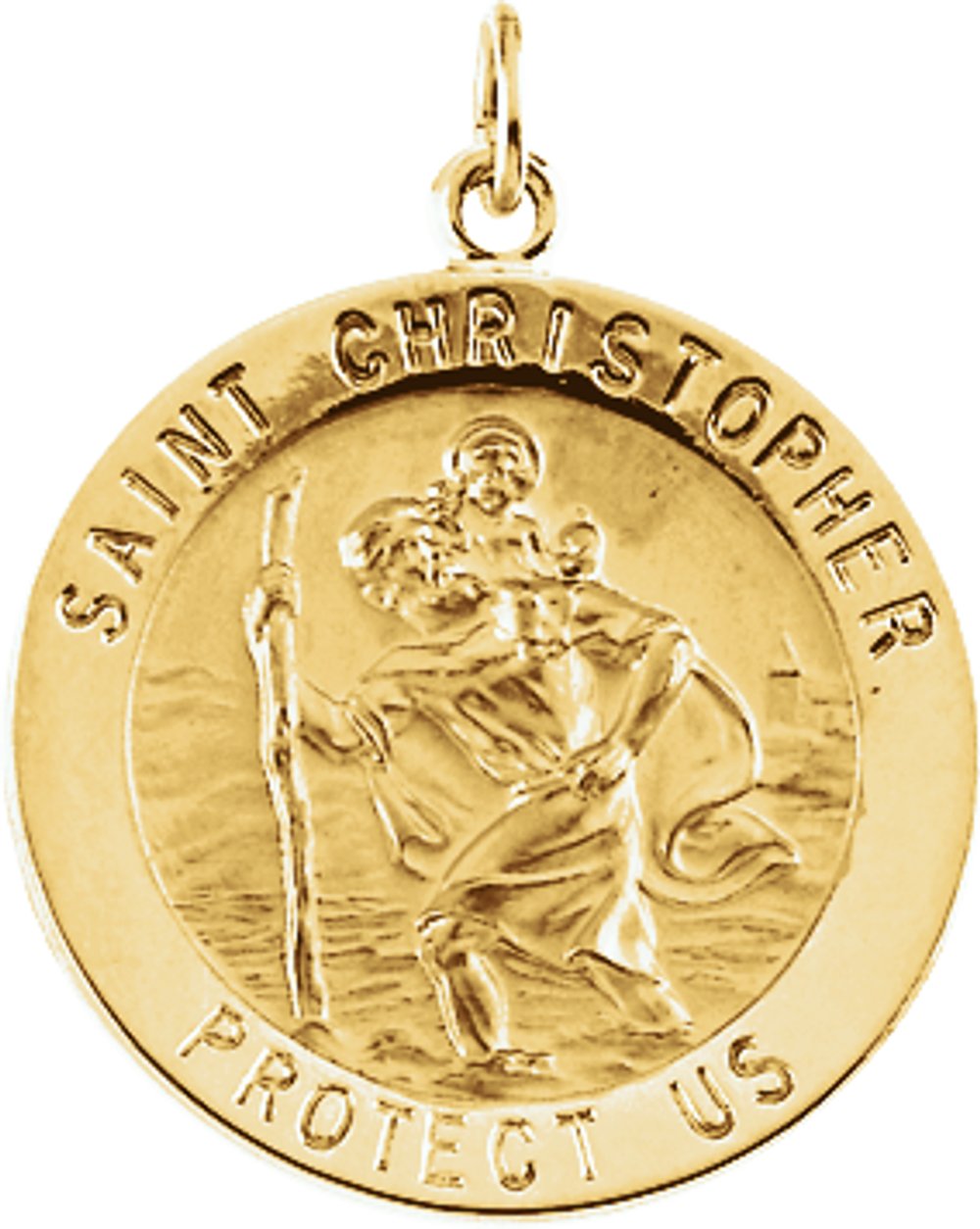 14K Yellow Gold 22 mm St. Christopher Medal