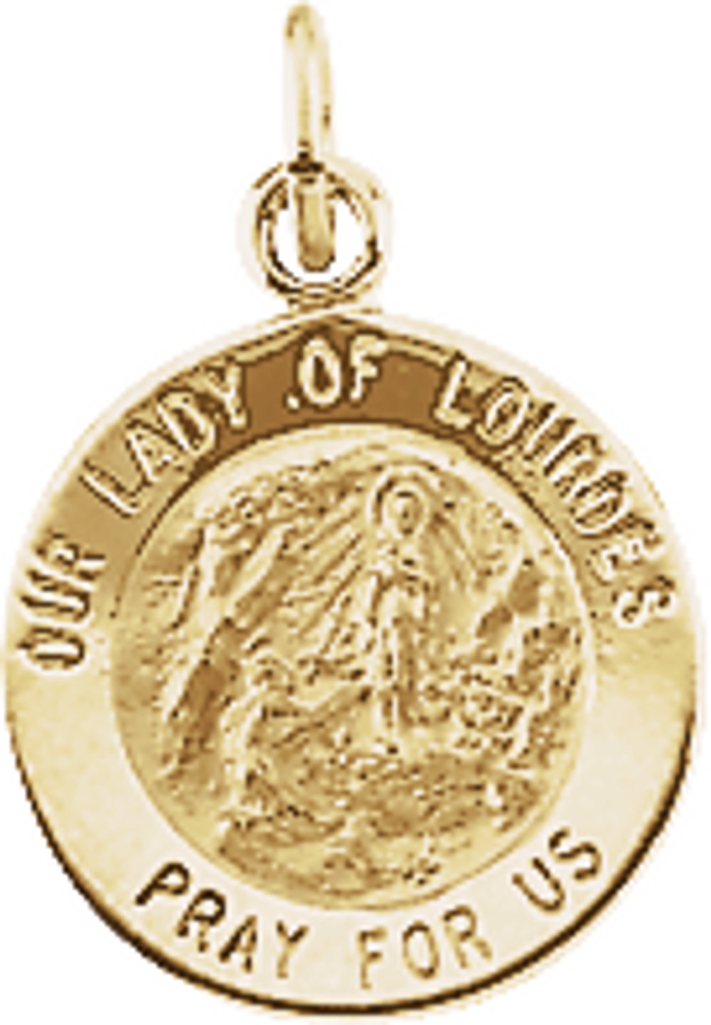 14K Yellow 12 mm Round Our Lady of Lourdes Medal