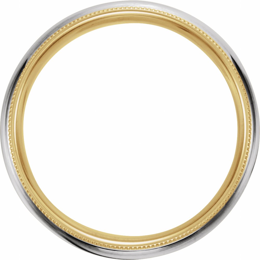 14K Yellow/White/Yellow 5 mm Milgrain Edge Grooved Comfort-Fit Half Round Band Size 11.5