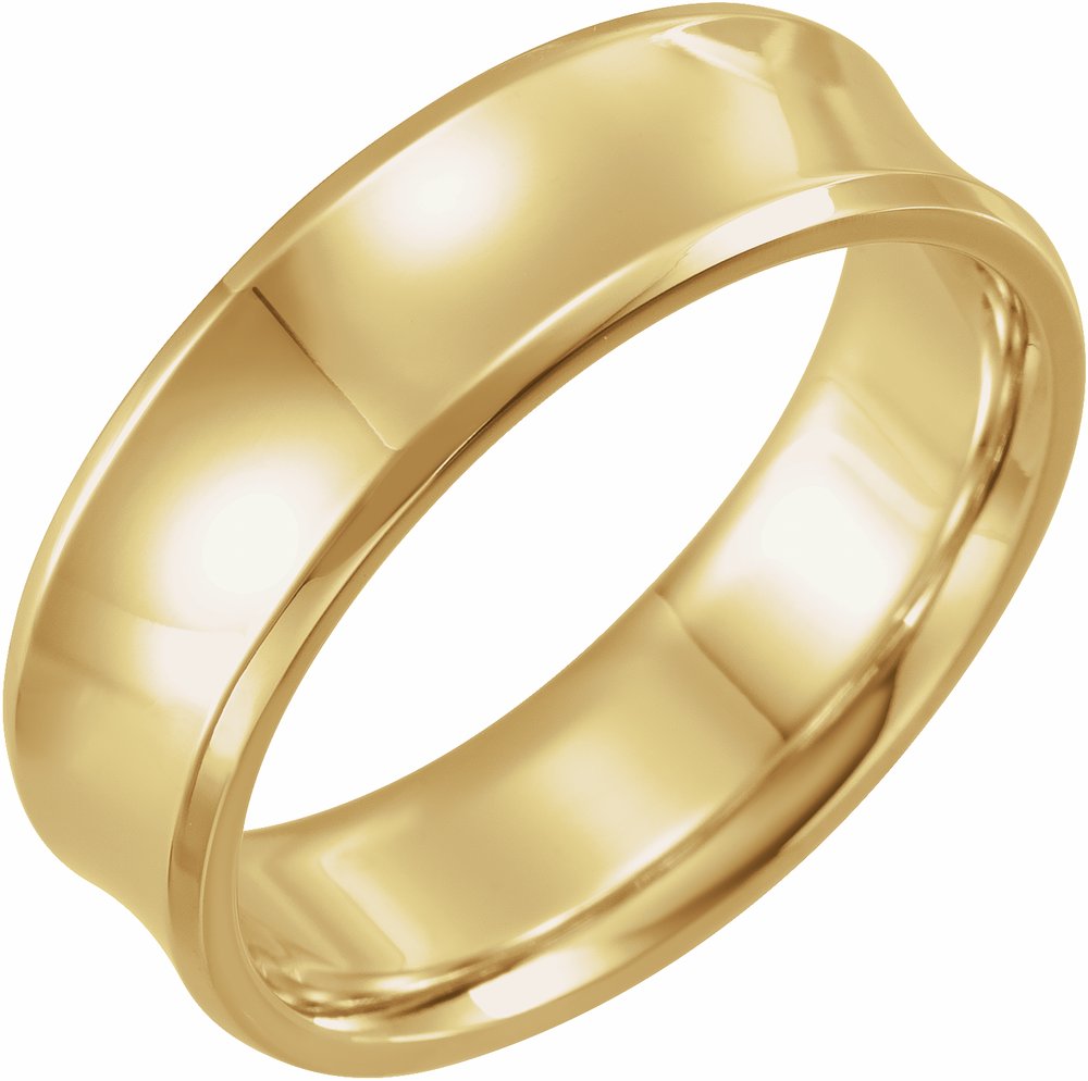 14K Yellow Gold 7 mm Beveled-Edge Concave Band Size 8.5