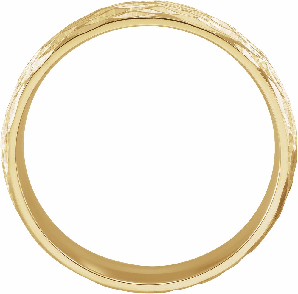 14K Yellow 6 mm Tree Bark-Inspired Comfort-Fit Flat Band Size 12