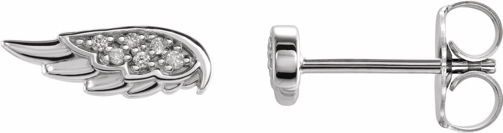 14K White .03 CTW Natural Diamond Angel Wing Earrings