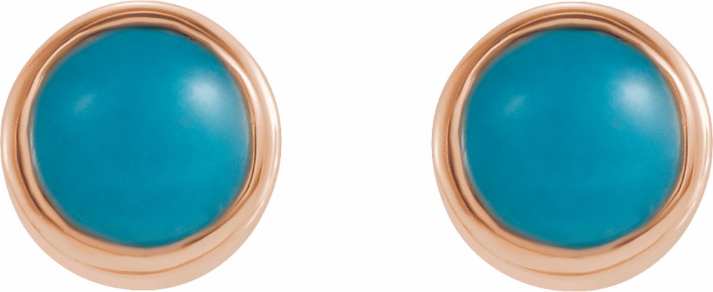 14K Rose Gold Natural Turquoise Bezel-Set Earrings