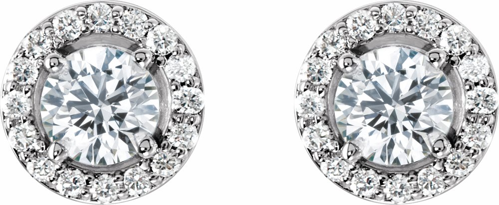 14K White Gold 1 1/2 CTW Lab-Grown Diamond Halo-Style Earrings