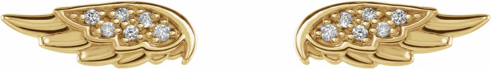 14K Yellow Gold .03 CTW Natural Diamond Angel Wing Earrings