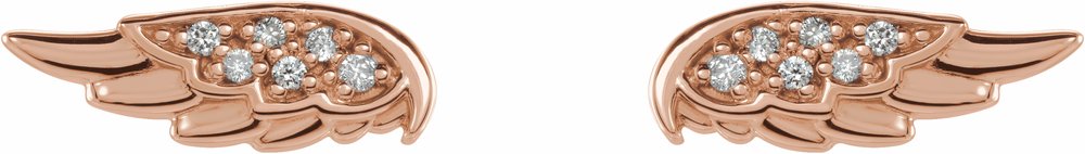 14K Rose .03 CTW Natural Diamond Angel Wing Earrings