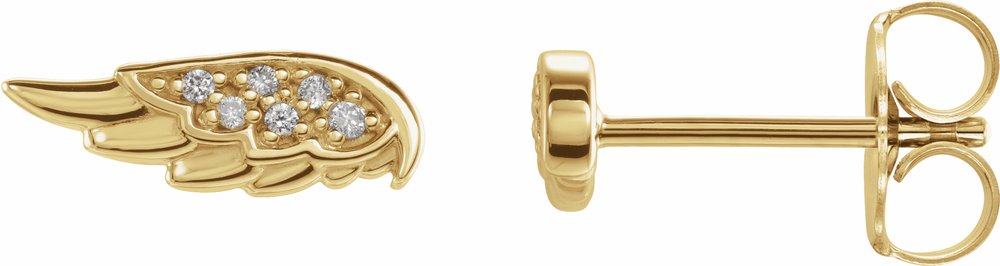 14K Yellow Gold .03 CTW Natural Diamond Angel Wing Earrings