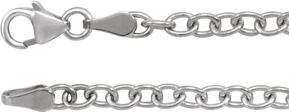 Sterling Silver 3.25 mm Oval Cable 24" Chain