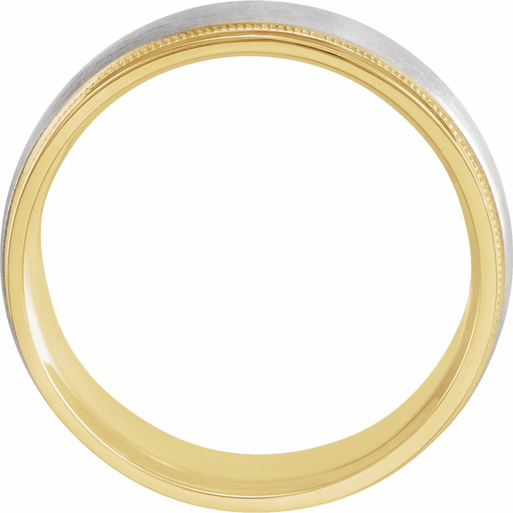 14K Yellow/White 7 mm Milgrain Edge Comfort-Fit Flat Band