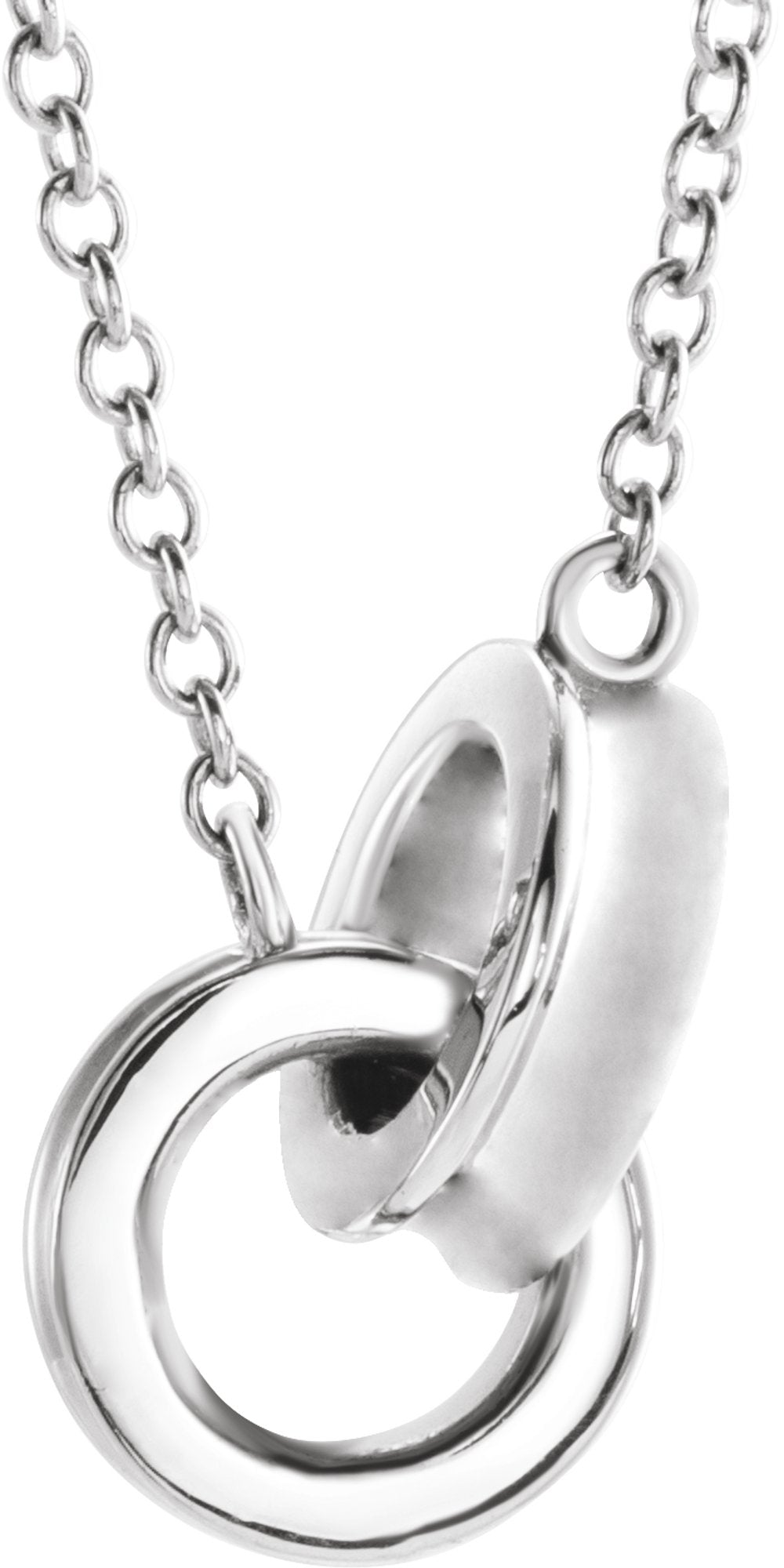 14K White Gold Interlocking Circle 18" Necklace