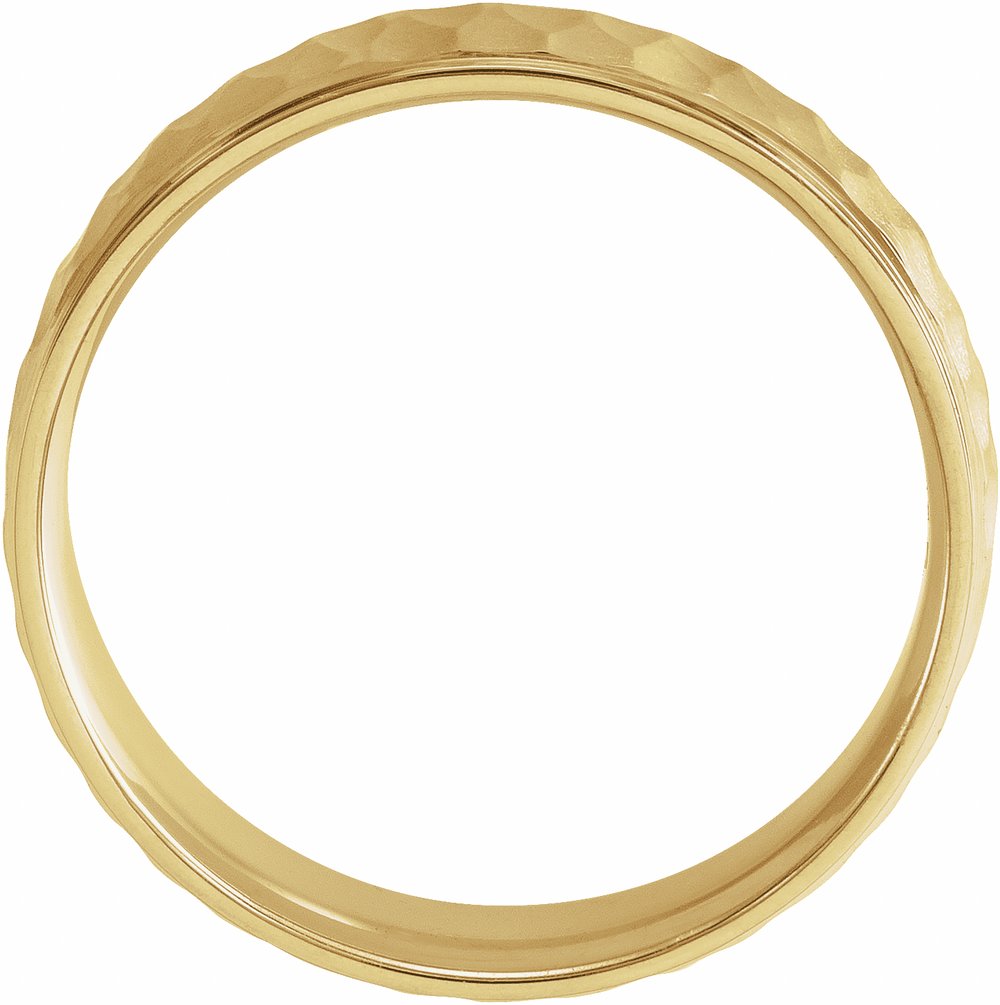 14K Yellow 6 mm Step-Edge Band with Matte Hammered Textured Size 11
