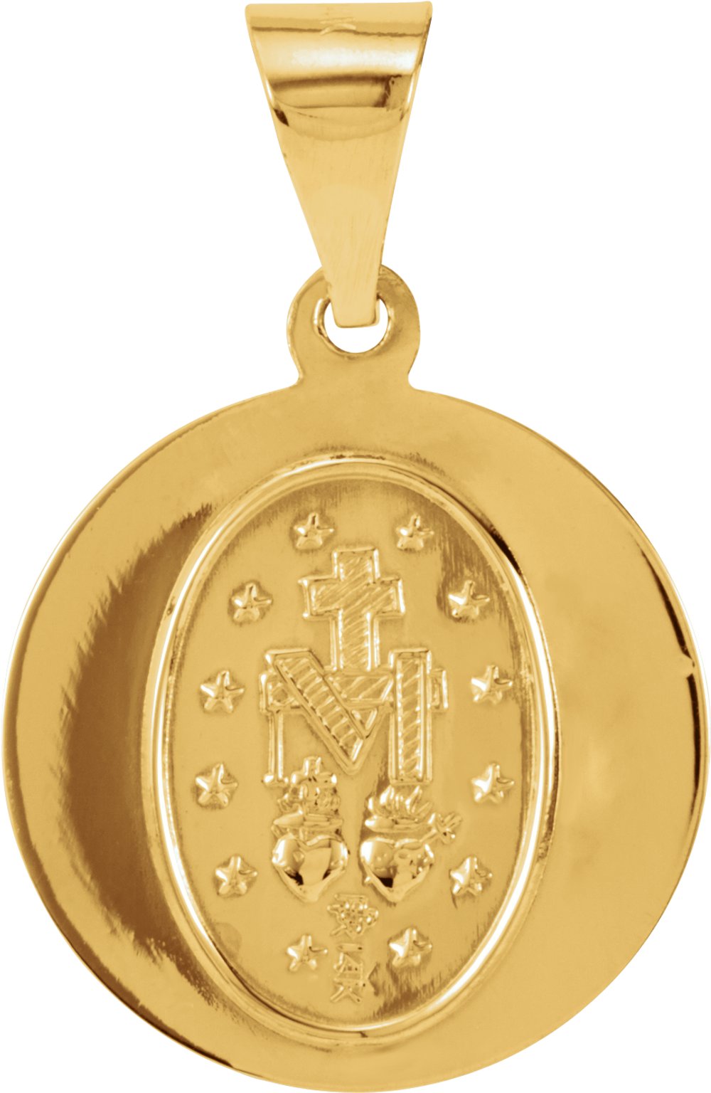 14K Yellow 15 mm Hollow Round Miraculous Medal