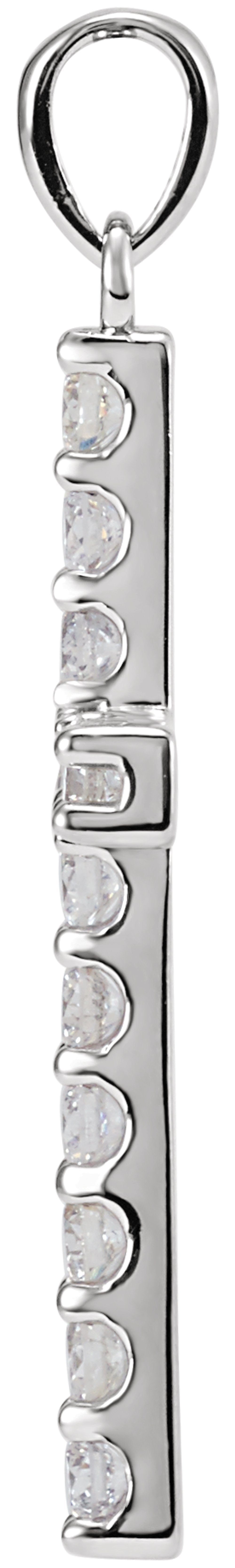 14K White Gold 1 CTW Natural Diamond Cross Pendant