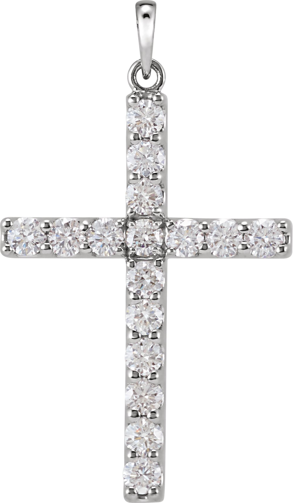 14K White Gold 1/4 CTW Natural Diamond Cross Pendant