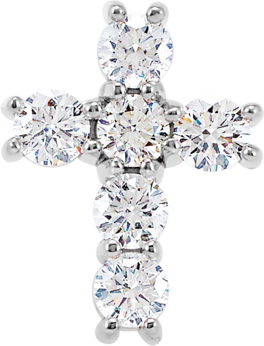 14K White Gold 3/4 CTW Natural Diamond Cross Pendant