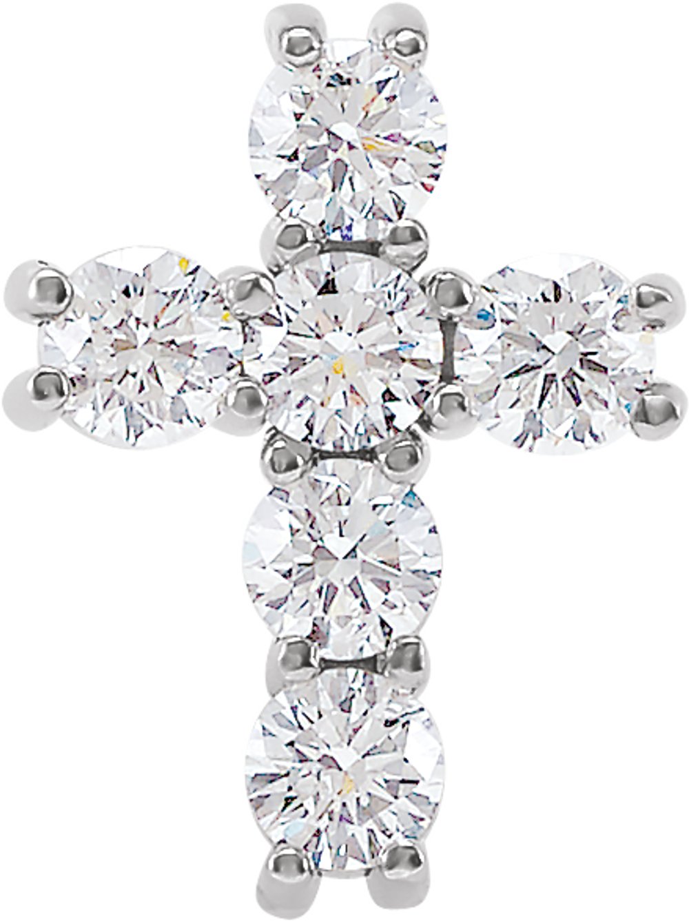14K White Gold 1/2 CTW Natural Diamond Cross Pendant