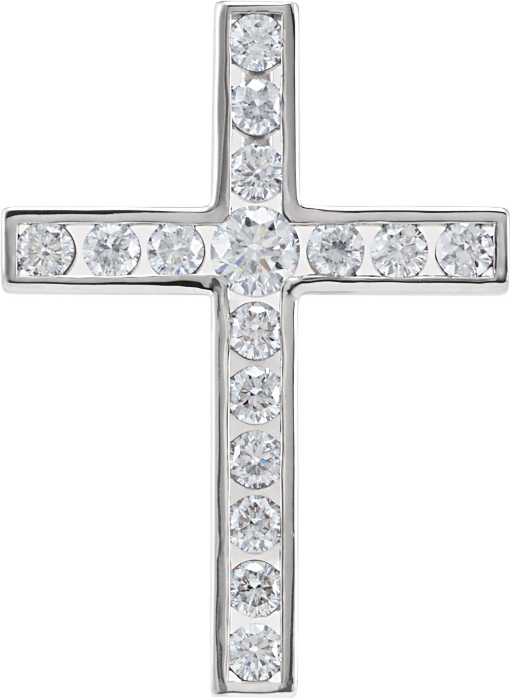 14K White Gold 3/4 CTW Natural Diamond Cross Pendant