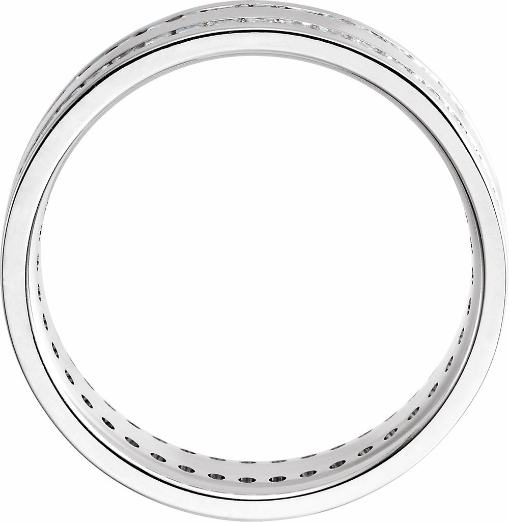 14K White 1 1/6 CTW Natural Diamond Double Row Channel-Set 7 mm Flat Band Size 12