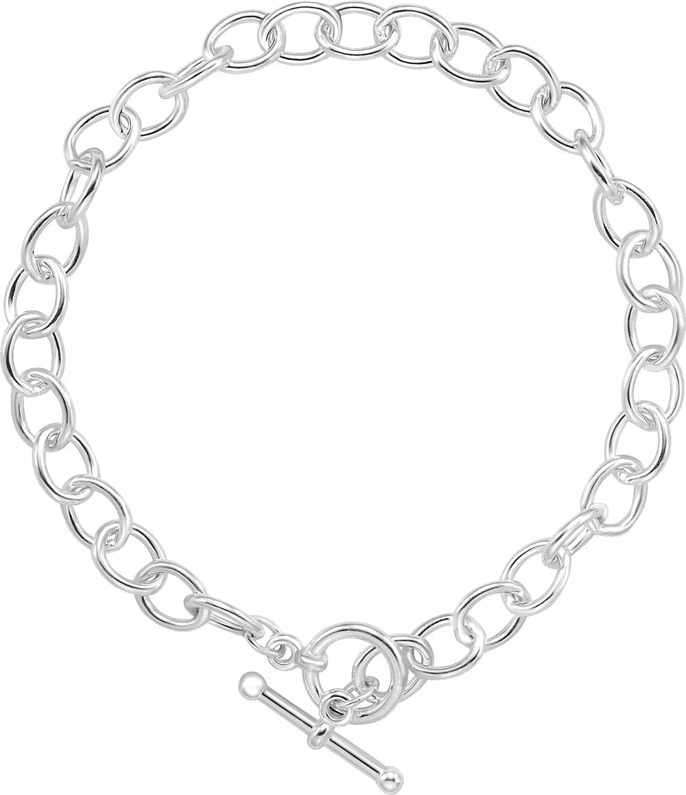 Sterling Silver 5.9 mm Charm Cable 6 1/2" Bracelet