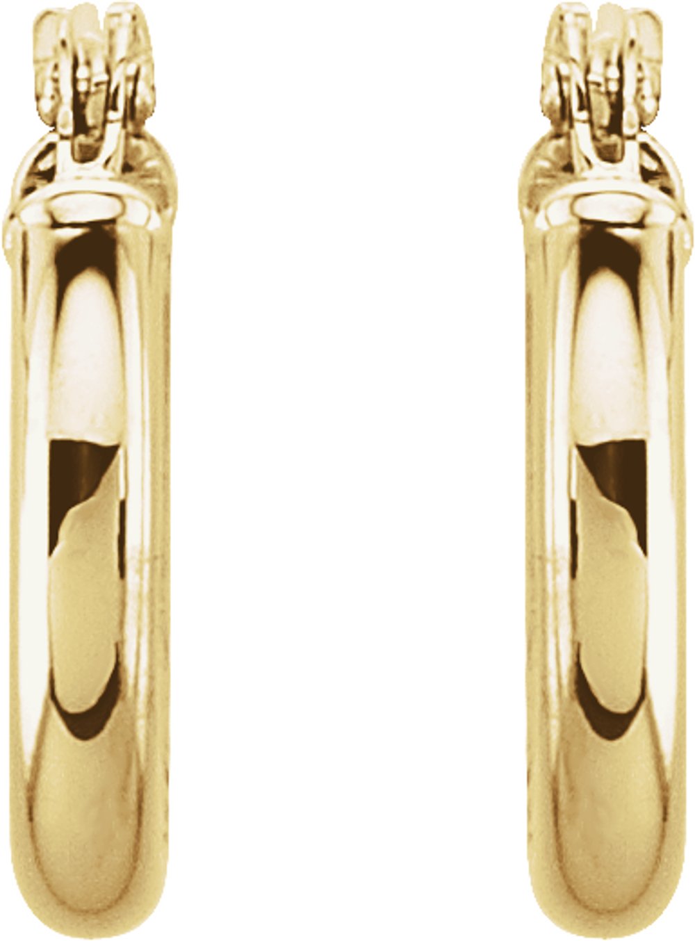 14K Yellow Gold Tube 13 mm Hoop Earrings