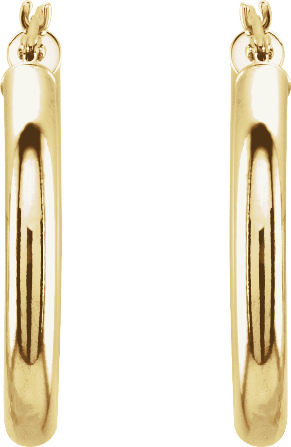 14K Yellow Gold Tube 25 mm Hoop Earrings