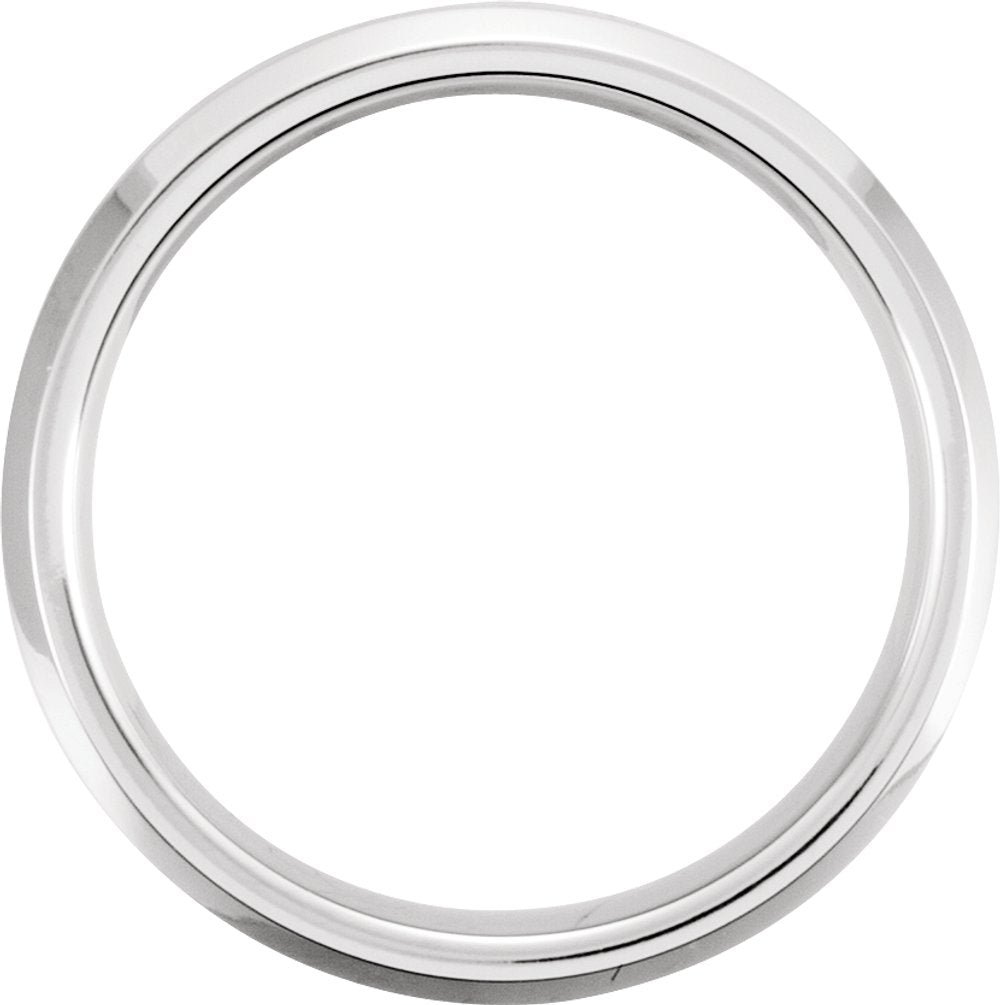 White Tungsten 6 mm Beveled-Edge Inlay Band Size 7