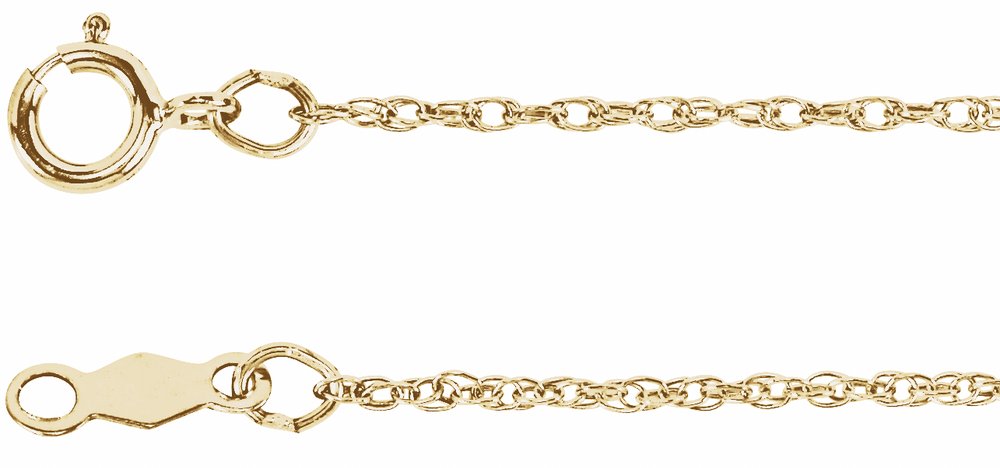 14K Yellow 1 mm Rope 7" Chain