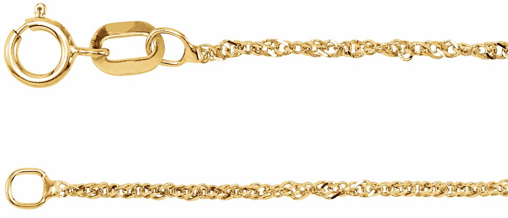 14K Yellow 1 mm Singapore 20" Chain