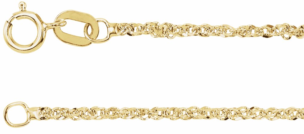 14K Yellow Gold 1.2 mm Diamond-Cut Singapore 7" Chain